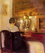Carl Hessmert A Lady Playing the Spinet USA oil painting artist